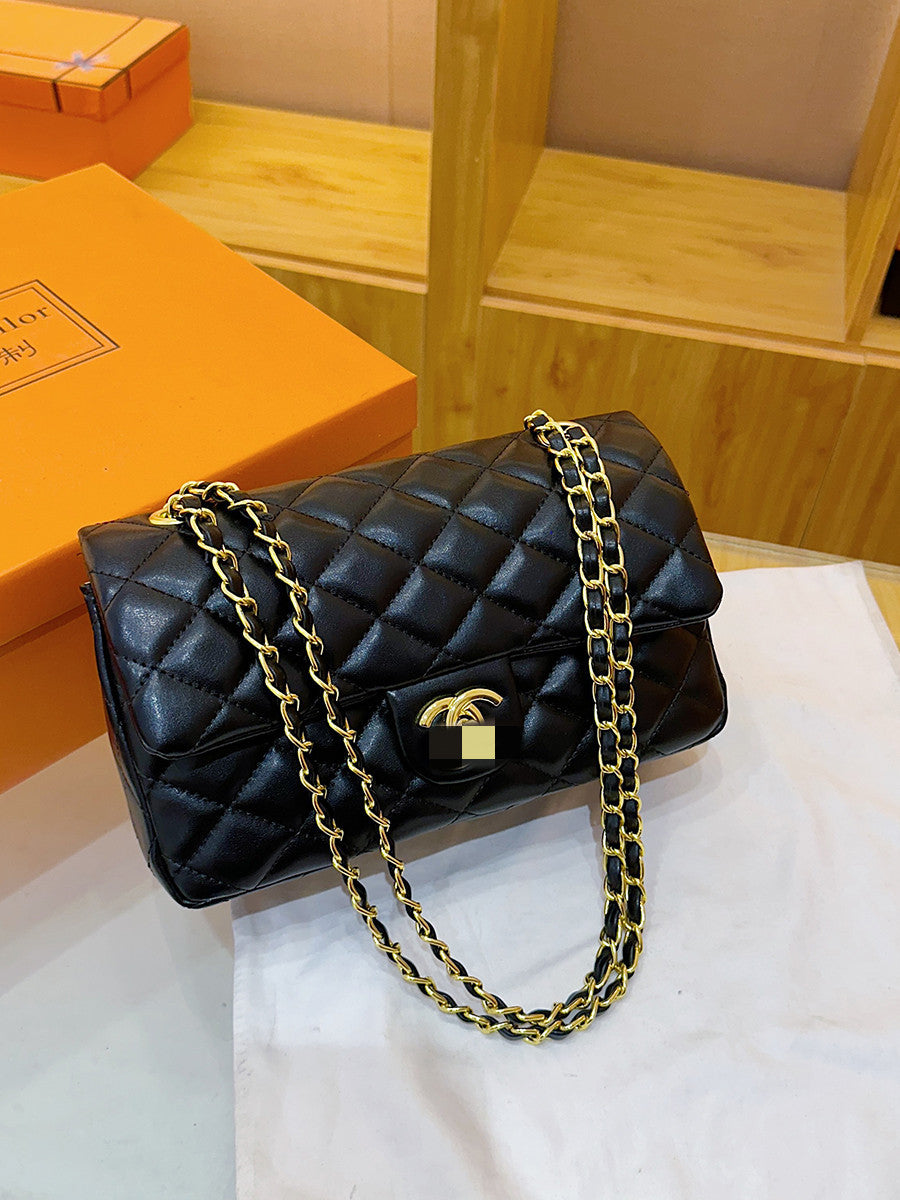 Tweed Style Cf Elegant Armpit Bag New Quilted Embroidery Chain Envelope Bag Single Shoulder Crossbody Tote Bag