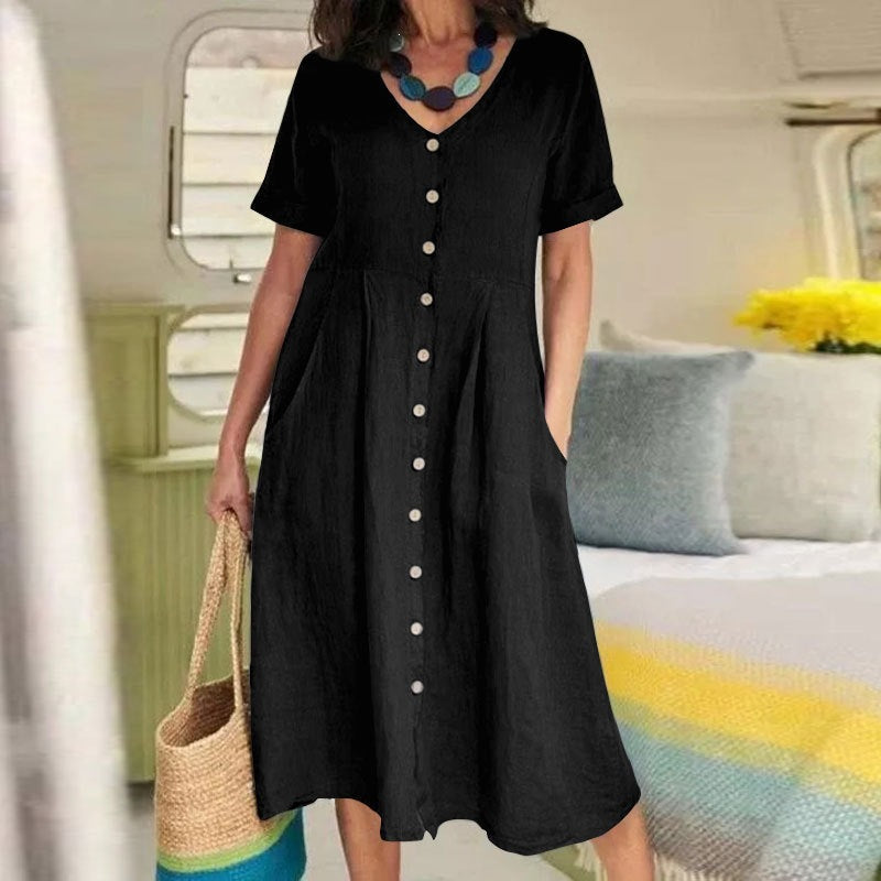 Cotton And Linen Loose Casual Dress