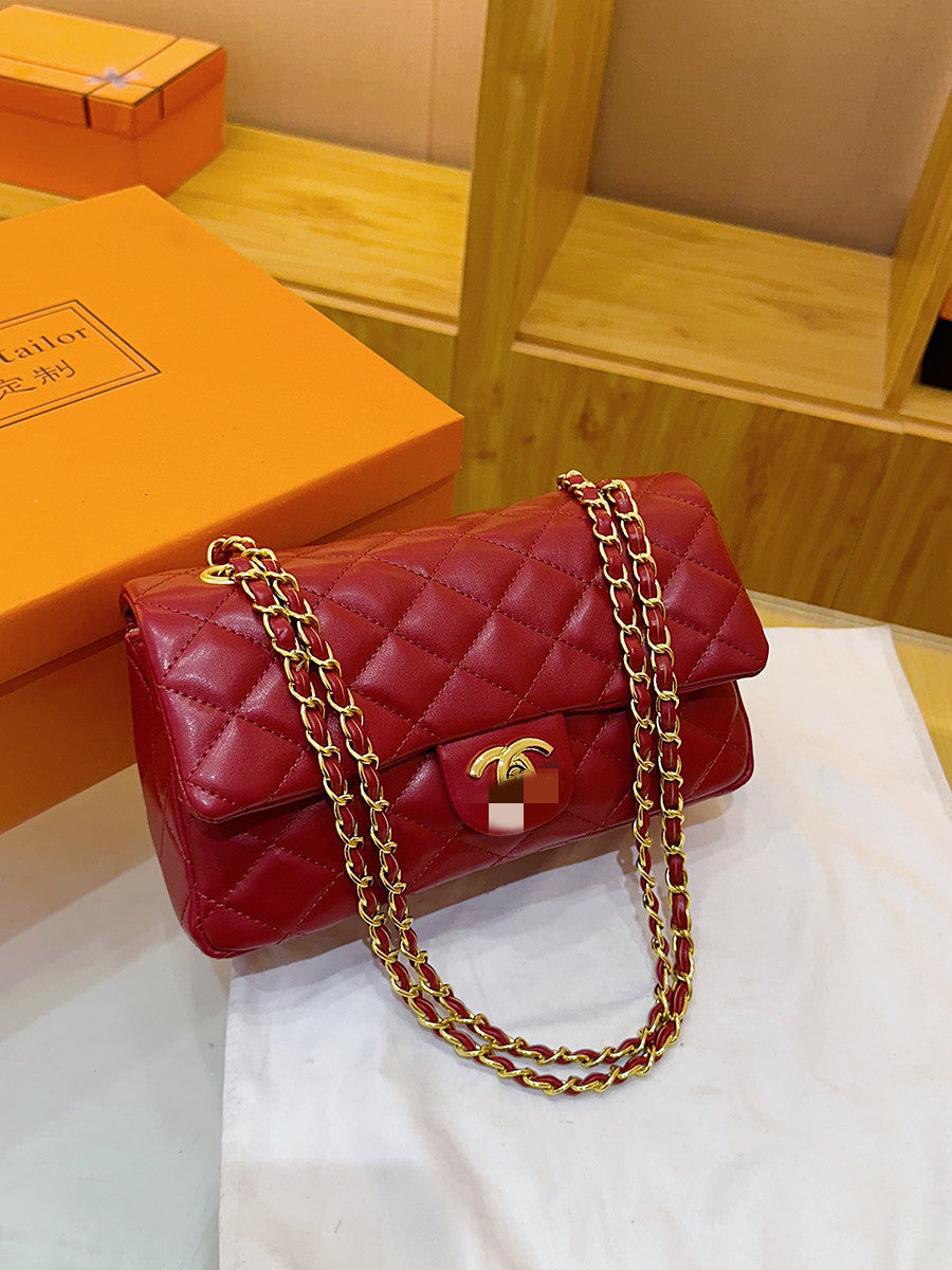 Tweed Style Cf Elegant Armpit Bag New Quilted Embroidery Chain Envelope Bag Single Shoulder Crossbody Tote Bag