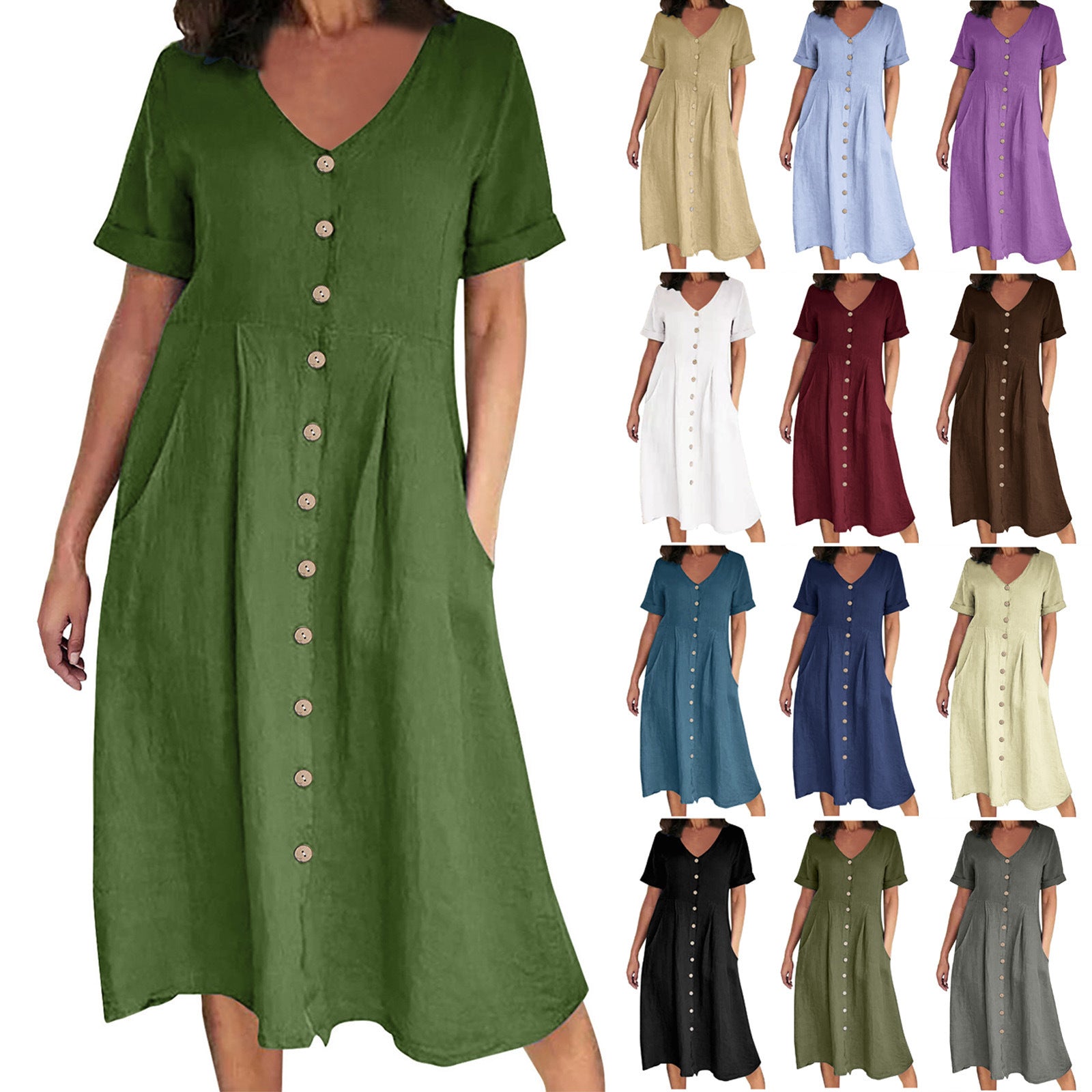 Cotton And Linen Loose Casual Dress