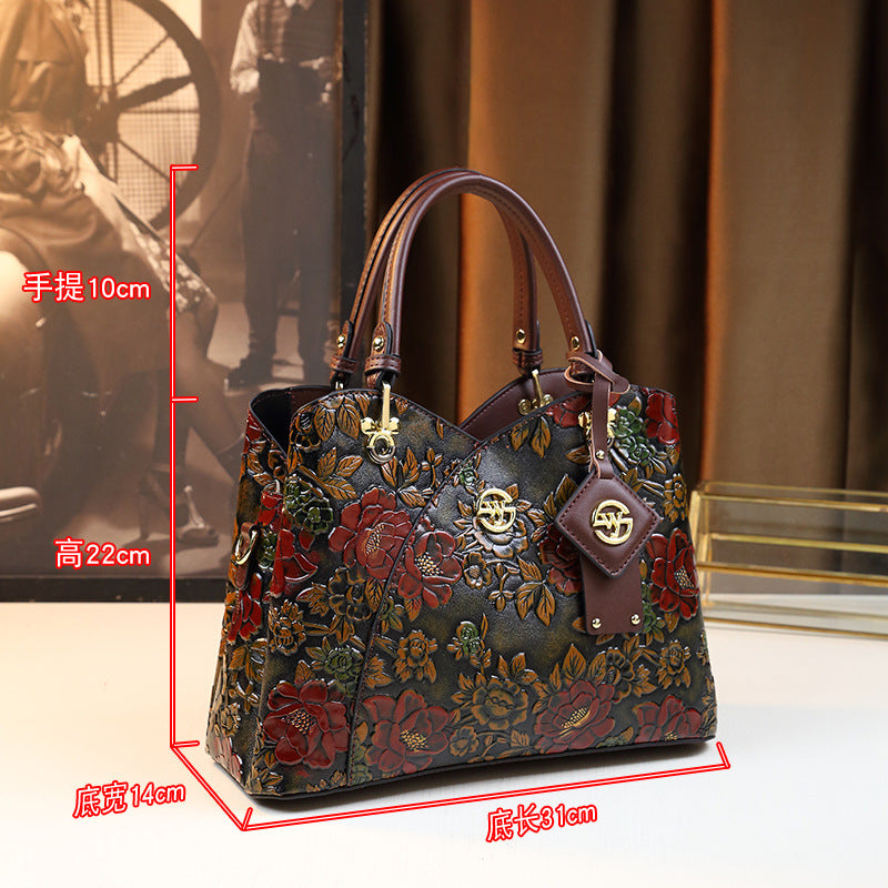 Portable Big Bag Mother Bag Trendy Retro Light Luxury Large Capacity Women's Bag High-end Middle-aged Women's Bag